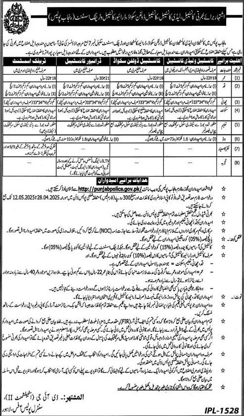 Punjab Traffic Police Jobs 2025 – Apply for Traffic Assistant Posts