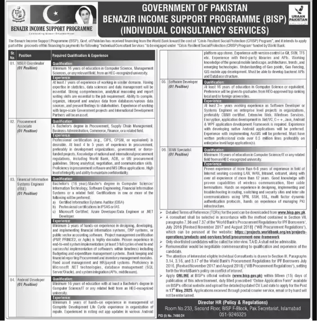 BISP Jobs 2025