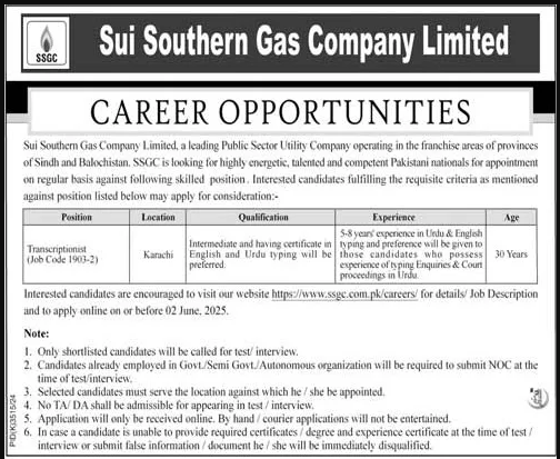 SSGC Jobs