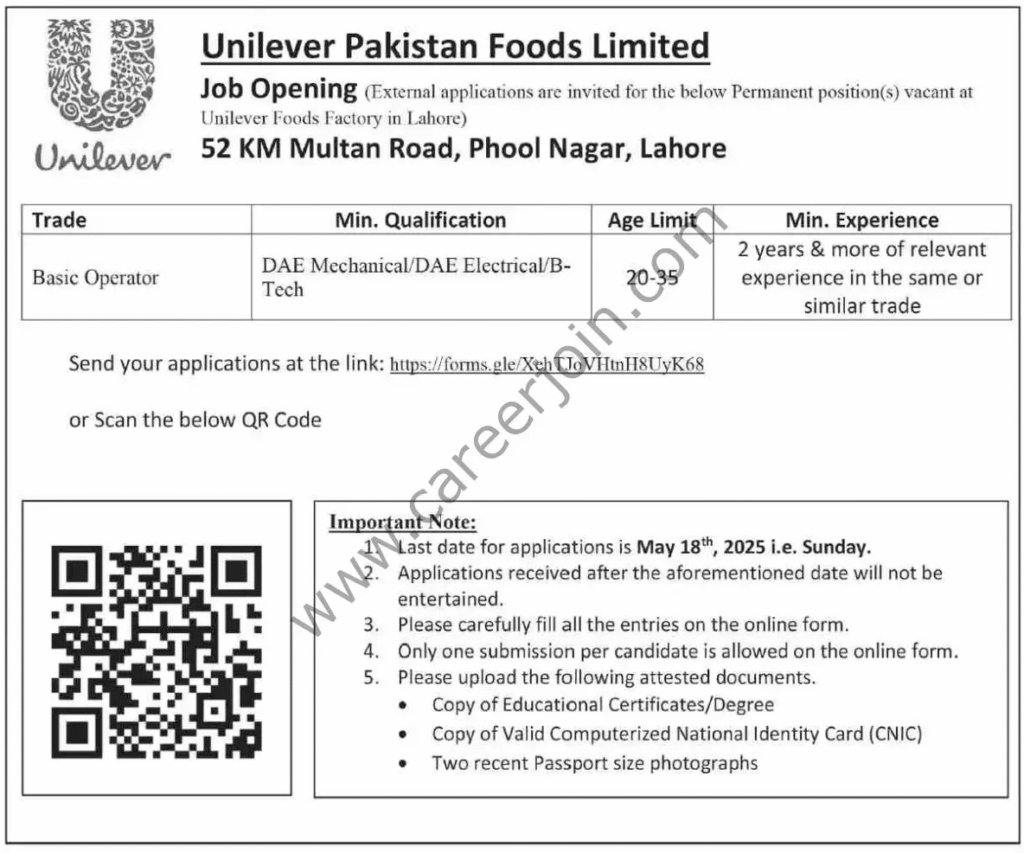 Unilever Pakistan Foods Jobs