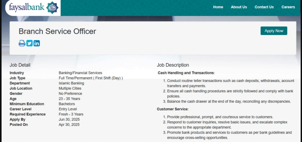 Faysal Bank Jobs 2025 - Online Application Open Now