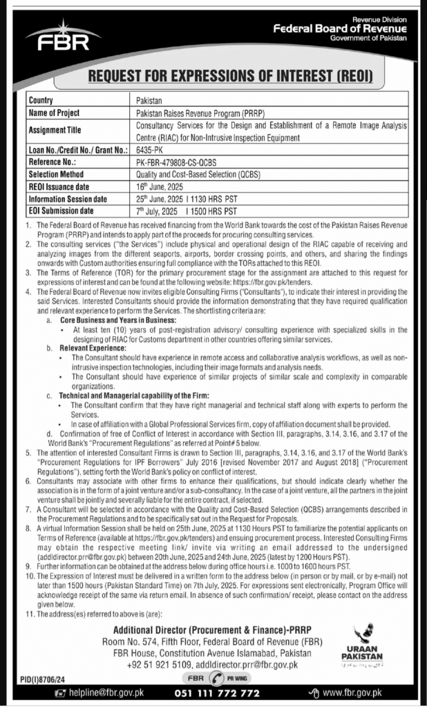 New FBR Jobs 2025 – Online Apply At Www.fbr.gov.pk