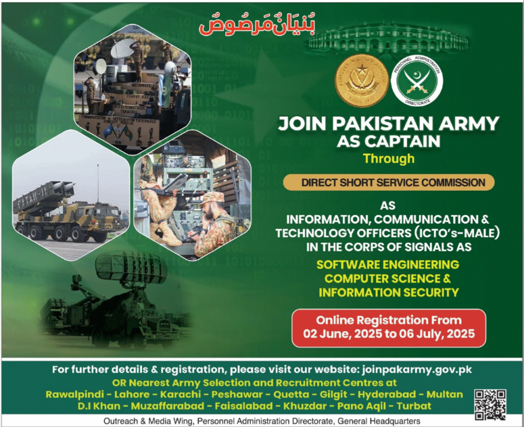 Pakistan Army Captain Jobs 2025 – Apply Online via Short Service Commission