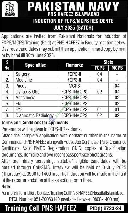 Pakistan Navy FCPS/MCPS Residency Program