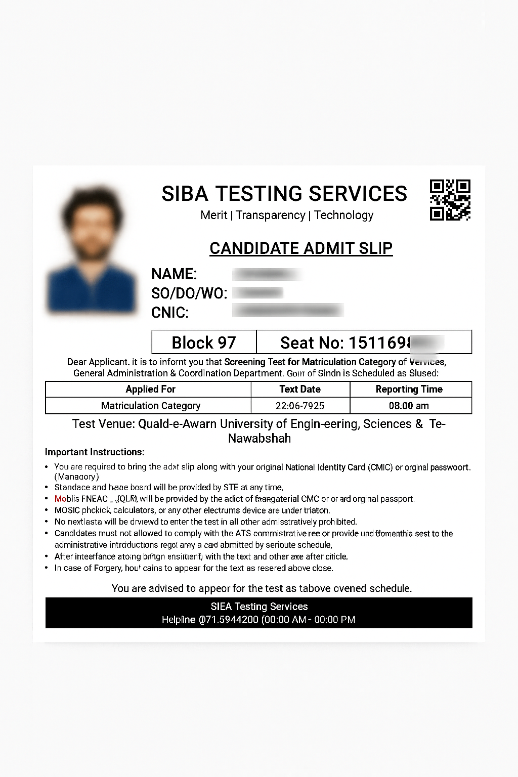 STS Admit Slip 2025 – Download Matric Category Slip (BPS-05 to BPS-15)