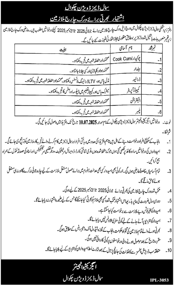 Latest Punjab Irrigation Jobs 2025 - Apply Before 10 July