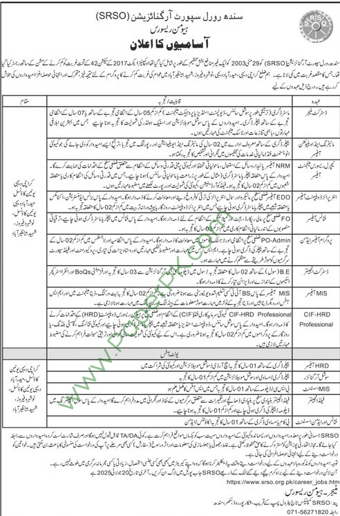 Latest SRSO Jobs 2025 - MIS, Admin, HR, Field Staff